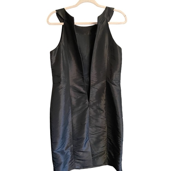 Jacob Little Black Dress-Yoke Neckline-Zip Back-Matte Satin Look-Size 9/10 - Picture 5 of 10